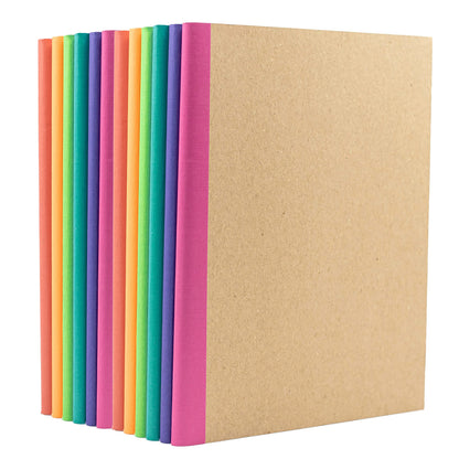 PAPERAGE 12-Pack Composition Notebook Journals, 120 Pages, Kraft Cover with Rainbow Spines, College Ruled Lined Paper, Small Size (8 in x 5.75 in) – for Home, Office or School Supplies