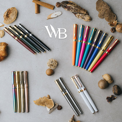 Wordsworth & Black Fountain Pen Set, Medium Nib, Includes 24 Ink Cartridges and Ink Refill Converter, Gift Case, Journaling, Calligraphy, Smooth Writing Pens [Black Chrome], Perfect for Men and Women