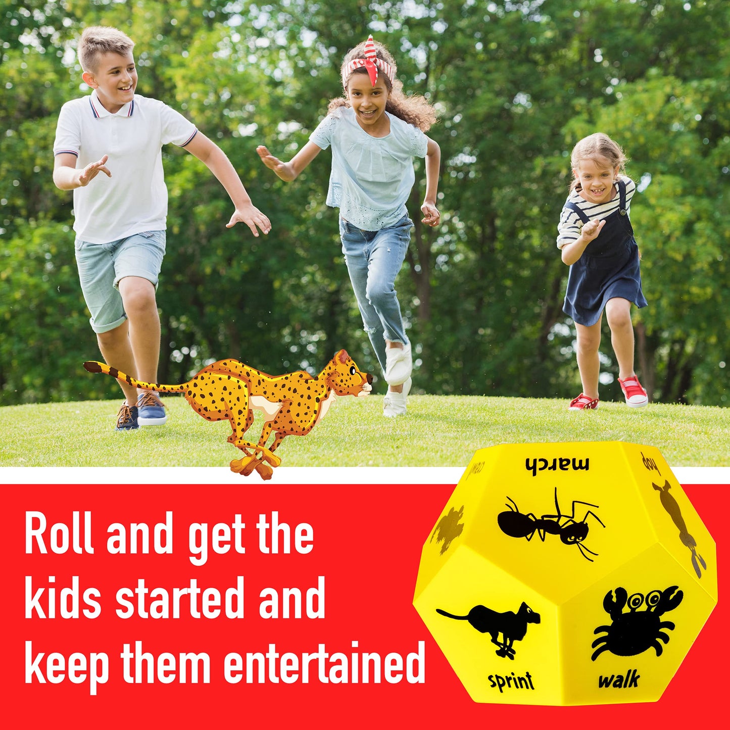 Covelico Kids 4 x Dice Bundle - Animal, Movement, Yoga & Actions. Plysical Education Equipment for Elementary School, Animal Games, Kids Yoga & Active Moves for Obstacle Courses