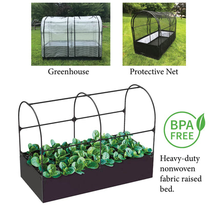 SIMPO 3-in-1 Garden System: Fabric Raised Garden Bed + Greenhouse Cover + Protective Net (36” x 72” x 53”)