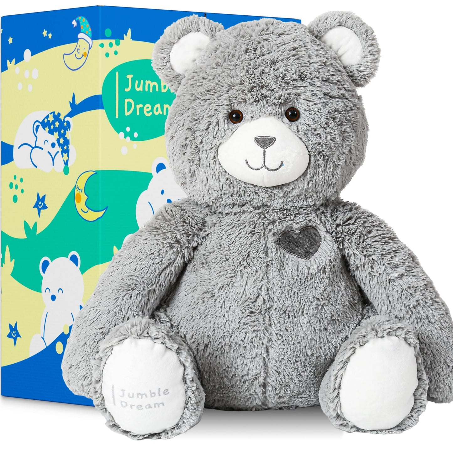 Jumble Bear 4LB Weighted Stuffed Animal Bear Toy – Large Soft Plush Teddy for Toddlers, Kids, Teens & Adults – Sensory Weighted Plush Toy Stuffed Animals for Comfort for Boys & Girls