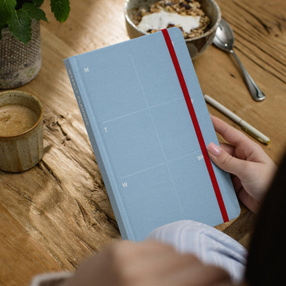 Kunitsa Co. Undated Planner - Hardcover, with Habit Tracker & Goal Setting - Weekly, Full Year (Blue)