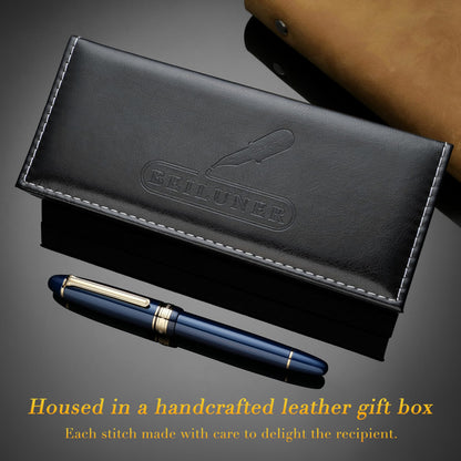 BEILUNER 319 Piano Blue Lacquer Rollerball - Stunning Luxury Pen with 24K Gold, Heavy, Schneider Black Ink Refill, Best Gift Set for Men & Women, Professional, Executive Office, Fancy Classic Pens