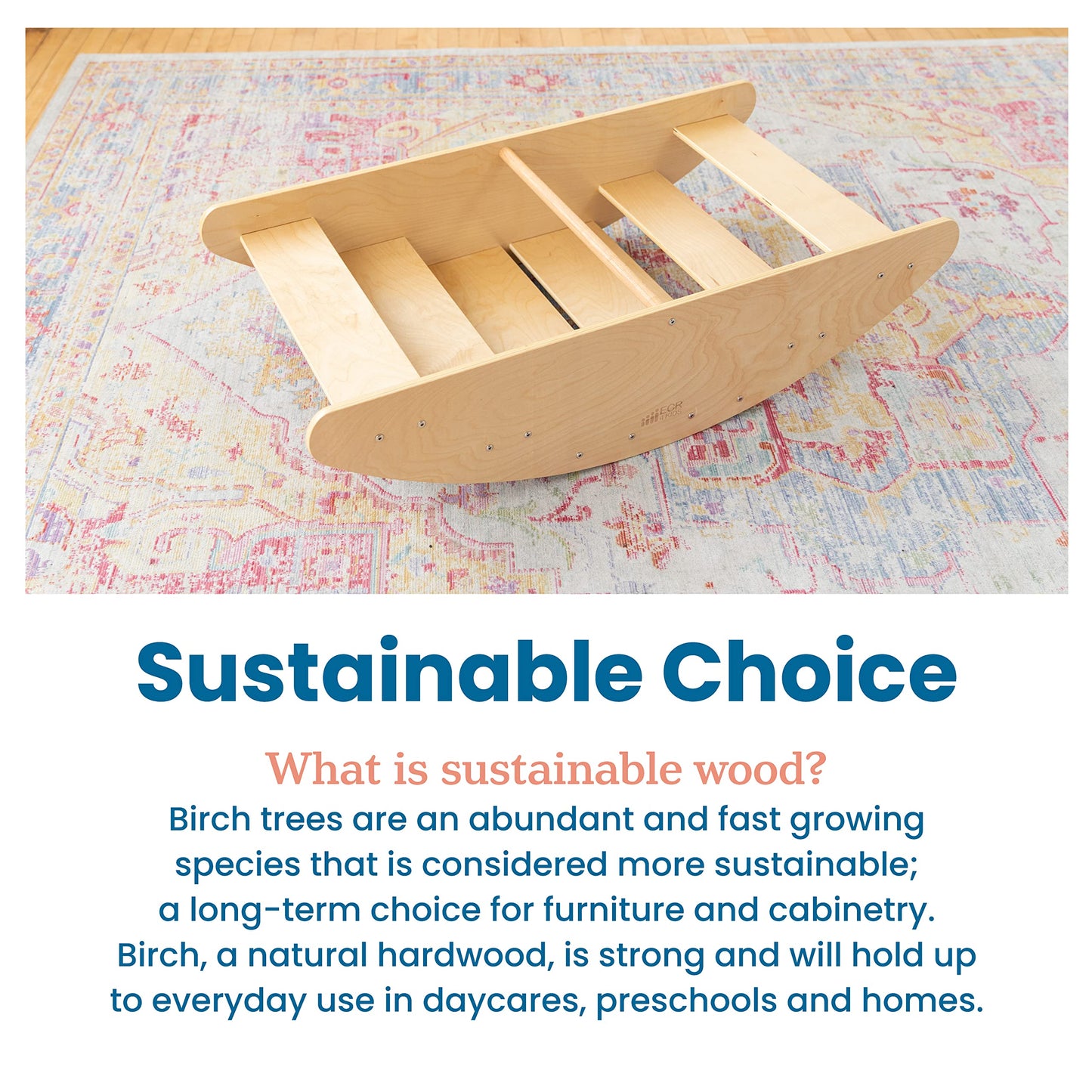ECR4Kids Rocking Boat and Steps 2-in-1 Wooden Play Center, Montessori Furniture, Natural