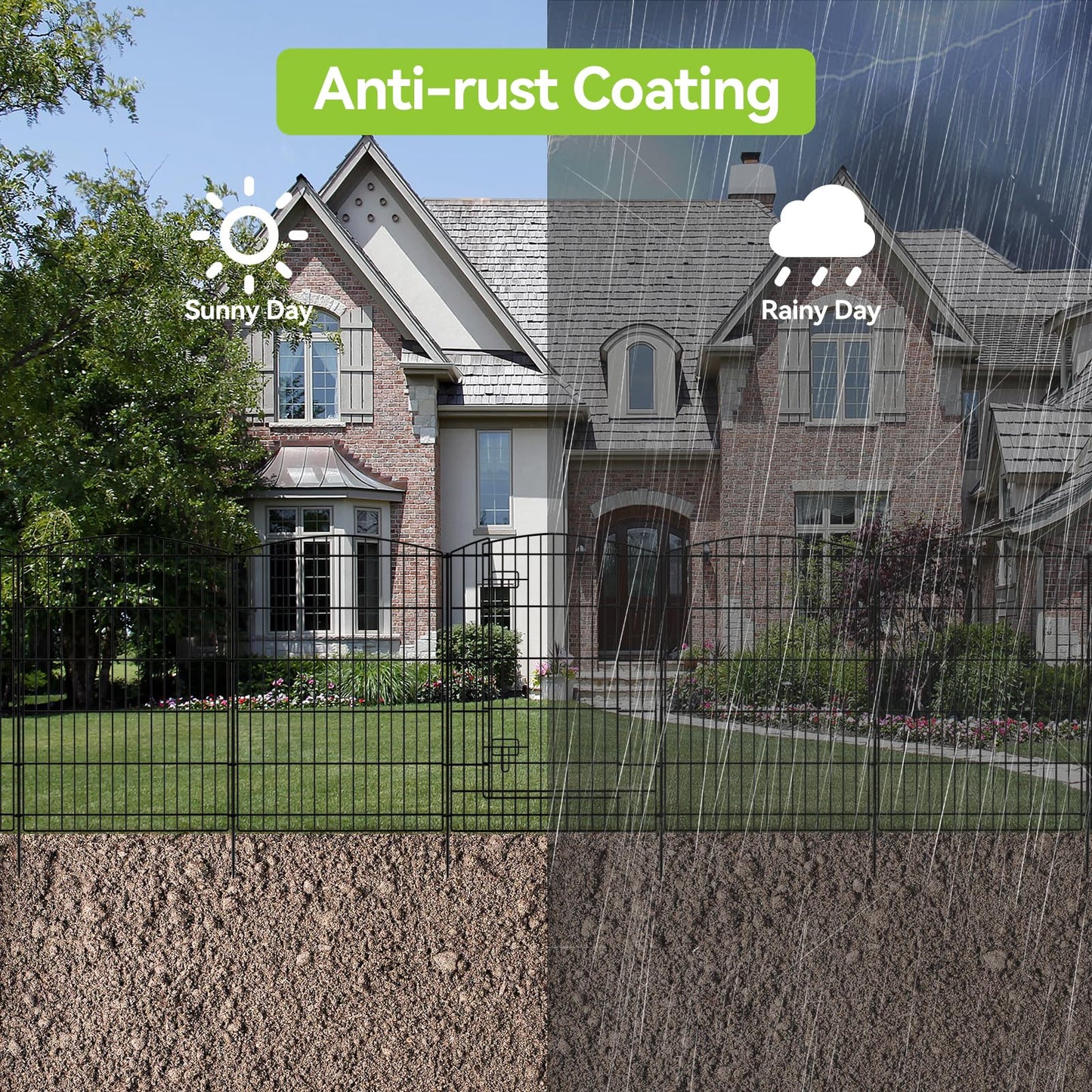 INJOPEXI Decorative Garden Fence 12 Panels 26ft (L)×36in (H) Garden Fences with 11 Panels + 1 Gate, No Dig Animal Barrier Rabbit Fencing Rustproof Metal Wire Temporary Dog Fence for Patio Outdoor Yard