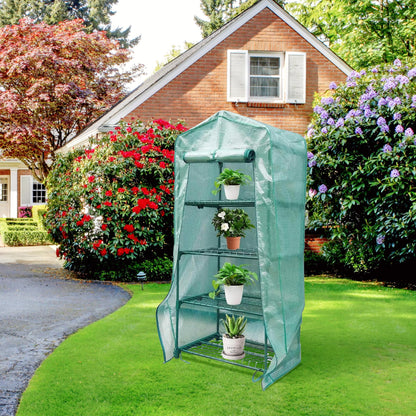 Sfcddtlg 4 Tier Greenhouse Replacement Cover with Roll-Up Zipper Door-PE Plant Greenhouse Cover for Indoor Outdoors Gardening Plants Cold Frost Protection Wind Rain Proof (Frame NOT Include)