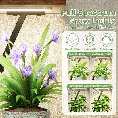 Plant Stand Indoor with Grow Lights, 7 Tiered Plant Shelf Indoor, 50'' Corner Plant Stands for Indoor Plants, Metal Plant Display Shelves Lighted Flower Holder, Plant Rack for Living Room, Black