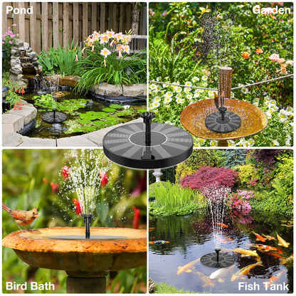 AISITIN Solar Bird Bath Fountain with 6 Nozzles, Solar Powered Floating Water Fountain Pump for Bird Bath, Pond, Pool, Garden, Fish Tank and Outdoor