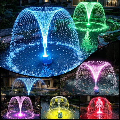 2026 Patented Pond Filter with Pump Fountain Lights, 2-in-1 Pond Filter with Pond Pump and Fountain Kit,Pond Filter Fountain for Koi Pond Filters System, Auto Water Sensor, 16ft Hose-Dark Blue