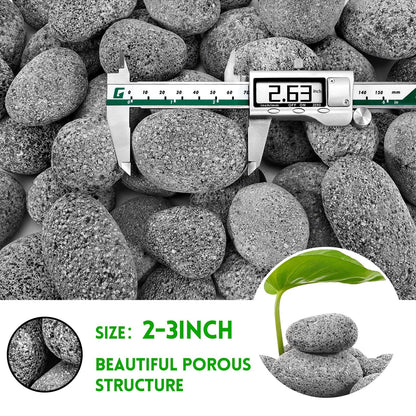 Premium 2-3 Inch Black Lava Rock Pebbles, 10 Pounds Fire Rocks for Gas Fire Pits, Fireplaces, Landscaping, and Plant Cultivation, Natural Tumbled Stones for Indoor and Outdoor Use
