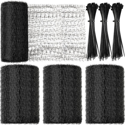 Woanger 3 Pack Deer Fence Netting Bird Netting Garden Net with 150 Pcs Cable Ties for Bird Protect Plants, Vegetables Against Birds Fruit Trees Deer Squirrel Rabbit and Other Animals (Black,7x100 ft)