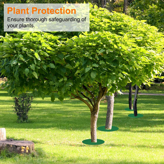 HARFINGTON 4pcs Tree Mulch Ring 24.4 Inch Non-Woven Round Tree Protector Weed Barrier Mat Plant Cover Rings for Weed Grass Control Root Protection, Green