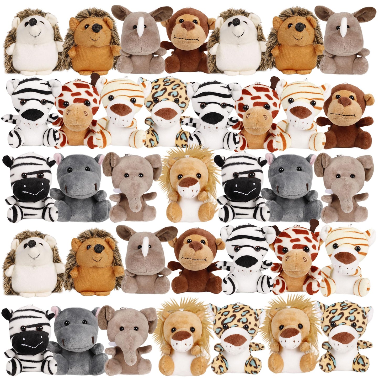 Spoilu Small Stuffed Animals Bulk, 36 Pieces Cute Plushies, 4.5 Inch Mini Forest Animal Plush Toys, Party Favors, Stocking Stuffers for Kids, Valentine's Day Gifts for Kids Classroom