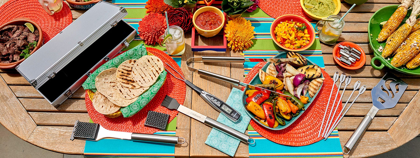 Cuisinart Deluxe Grill Tool Set, 20-Piece Grill Set, BBQ Accessories with Aluminum Case, Stainless Steel Grilling Accessories, BBQ tools, Grilling Gifts for Men, Father’s Day Gifts for Dad Husband