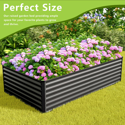Ayen Guard 8x4x2FT Galvanized Raised Garden Bed,Galvanized Planter Boxes Outdoor, Large Metal Raised Garden Beds for Vegetables-Grey