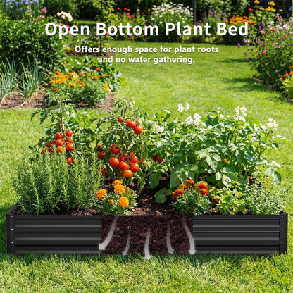 DoCred 3 in 1 Raised Garden Bed with 87in Tall Arch Trellis for Climbing Plants, Galvanized Planter Garden Box Outdoor for Gardening, Climbing Vegetables, Flower, Black