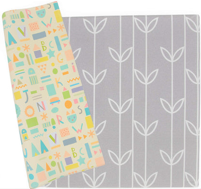 Baby Care Play Mat (Large, Sea Petals - Grey) 82'' x 55'' Original One-Piece Reversible Rollable Waterproof Play Mat for Infants, Babies, Toddler, and Kids