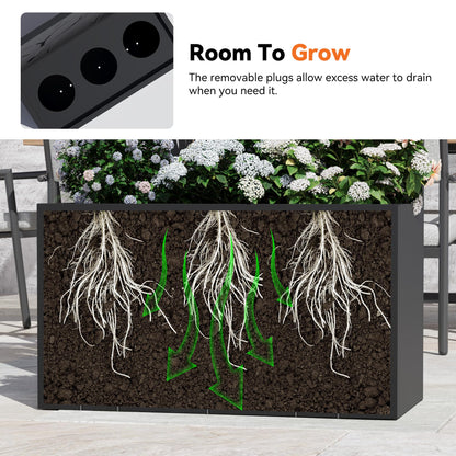 Modern Shade Metal Planter Box with Trellis Privacy Screen, 6x3 FT Large Raised Garden Bed, Multi-Functional Privacy Screen Outdoor with Drainage Holes for Climbing Plants, Petal Weave