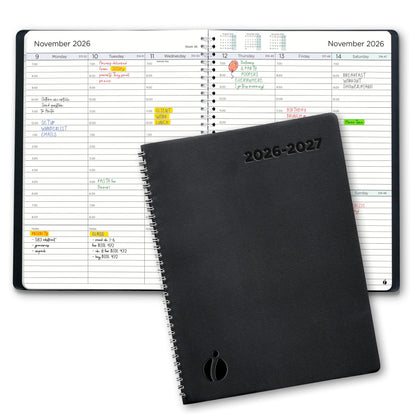 Academic Planner 2026-2027 - Hourly 2026-2027 Planner Weekly and Monthly - Appointment Book with Flexible Cover, Twin-Wire Binding - Simple Design for Productivity, June 2026 - July 2027. 8.5 x 11
