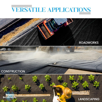 Super Geotextile Woven Geotextile Fabric for Driveway and Road Stabilization, Construction Underlayment, Erosion Control, Commercial Grade 50 Year for Gravel Roads and Pavers (6x100)