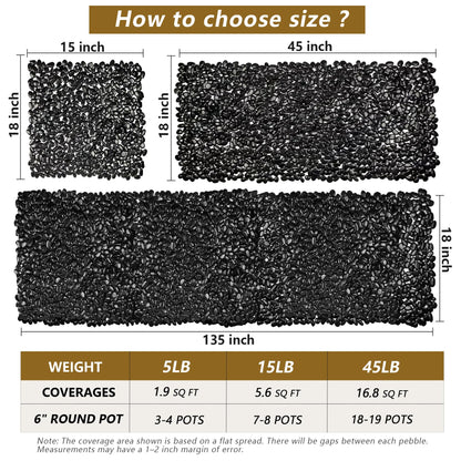Garrdeen 45LB Black Polished River Rocks, 0.5–1.0 inch Decorative Pebbles for Garden, Smooth Stones for Aquarium, Fish Tank, Flower Pots, Indoor Water Fountains, Pathways & Backyard Landscaping