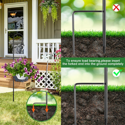 MorningRo 6 Pack Shepherd Hooks for Outdoor 32inch 1/3 Inch Thick Shepherd Metal Curled Garden Hook for Lanterns Hanging Plant Baskets Solar Lights Bird Feeders Wedding Decor, Black