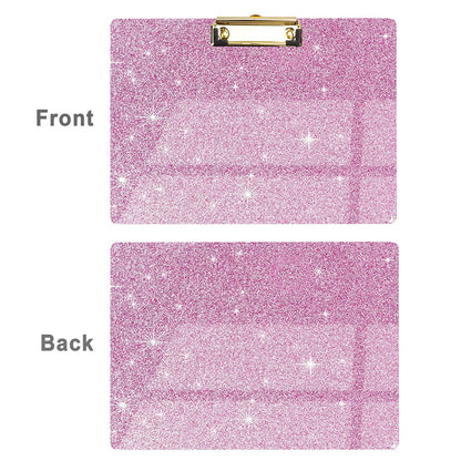 Glitter Acrylic Clipboard Horizontal, A4 Letter Standard Size, Cute Clipboards with Low Profile Clip for Drawing, Office Art Supplies - Warm Pink（9" x 12.5"）