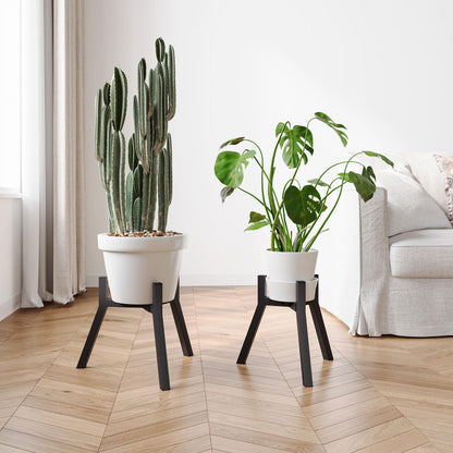 IRCPEN Adjustable Plant Stands Set of 2, Metal Small Plant Holder, Heavy Duty Stable Flower Holder Stand Rack for Various Pot Sizes Indoor Outdoor Corner Living Room Balcony Office Black PS-007BK-2