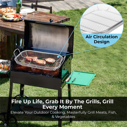 Homi Styes Grill Baskets for Outdoor Grill – 15 x 11-inch Vegetable Grill Basket – Grill Vegetable Basket with Handles – Rustproof Stainless Steel Mesh Veggie Grilling Basket