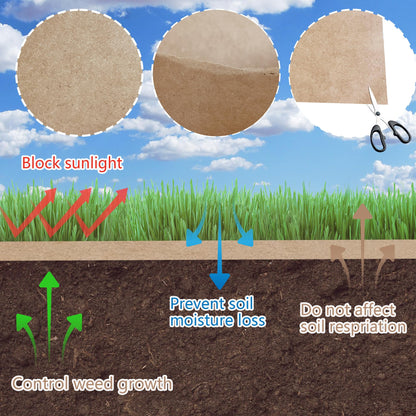 Biodegradable Weed Barrier, 4 x 100 Ft Heavy Duty Garden Paper Biodegradable Landscape Fabric Paper Garden Mulch Rolls Weed Barrier for Weeds, Paper Mulch Rolls Garden Paper for Outdoor Garden Lawn