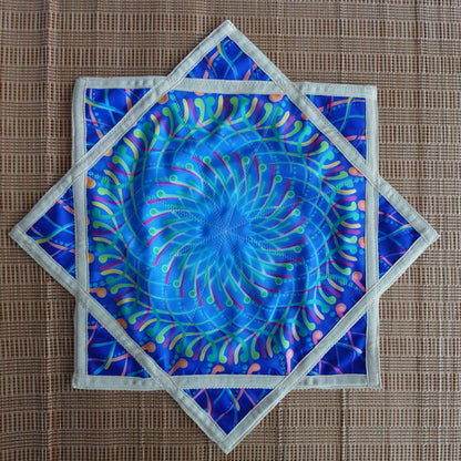 Flow Star (UV Reactive) Easy to Rotate Juggling and Flying Toy Beginners Cloth Spinning （R07-style2） Blue&Pink
