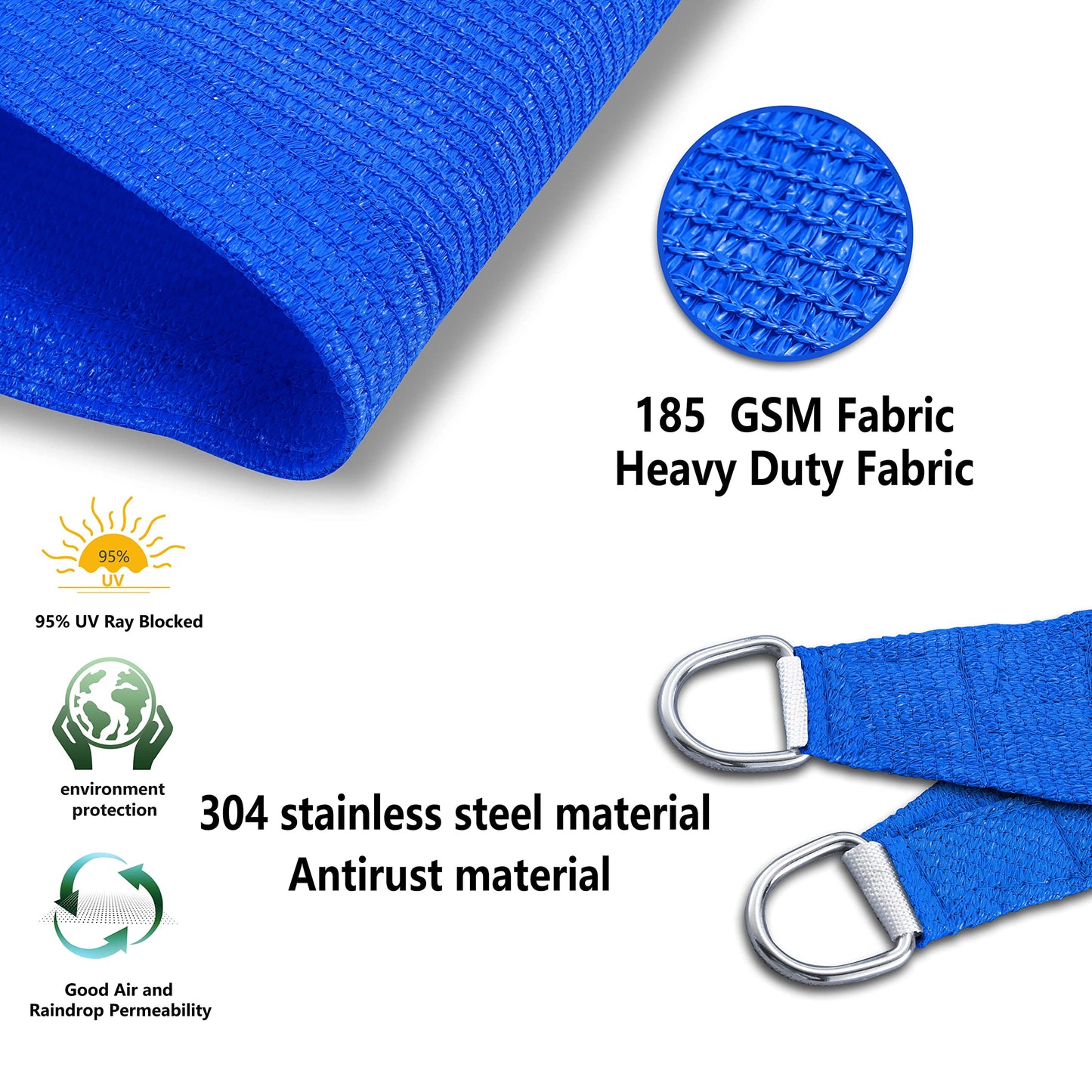 Tronssien Triangle 16'x16'x23' Sun Shade Sail, 95% UV Blockage Canopy Awning for Outdoor Patio and Garden, Yard Activities