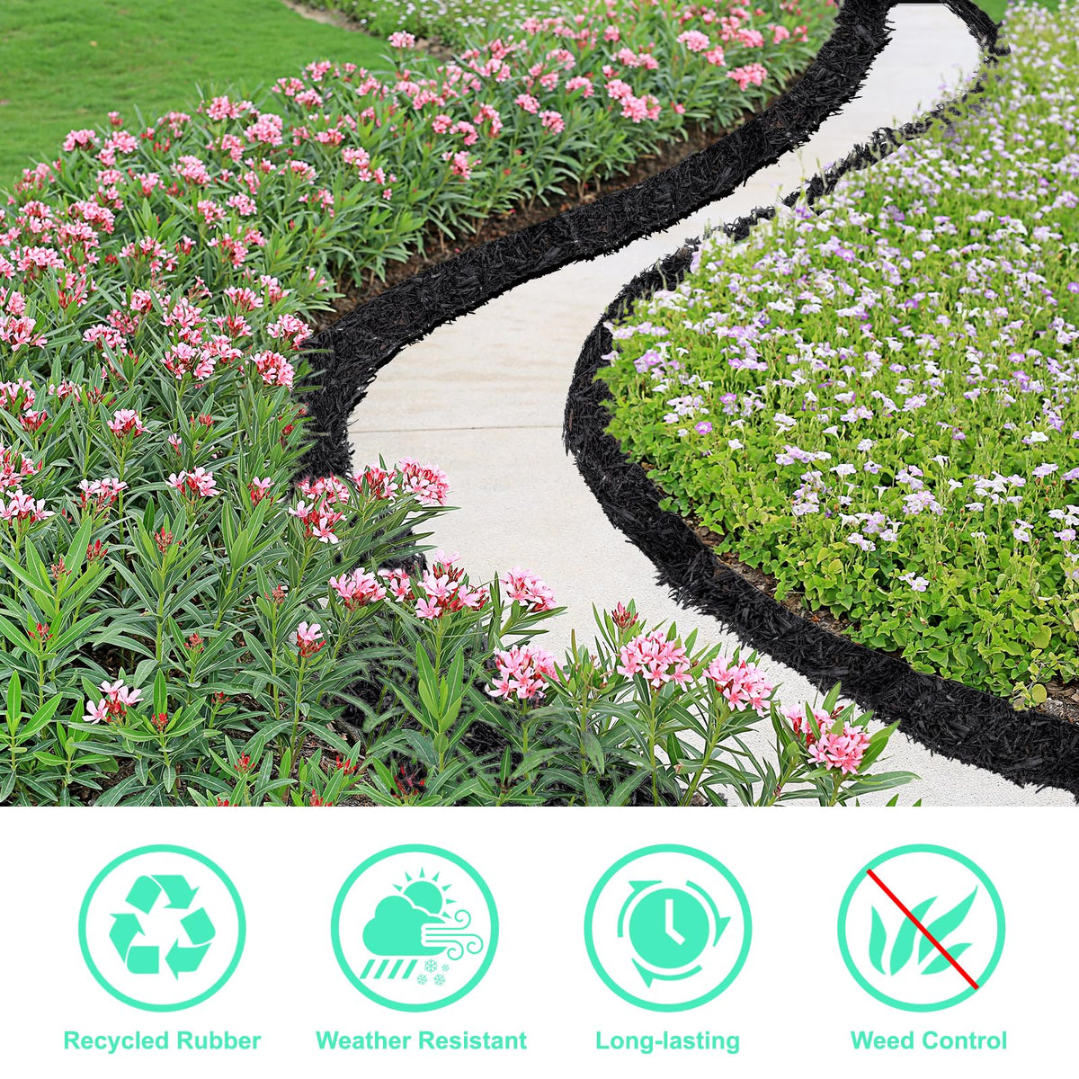 1 Pcs 10 Ft Long Rubber Mulch for Landscaping Garden Mulch Black Roll Rubber Mulch Mat Recycled Natural-Looking Edging Border Cuttable Reduced Weed Growth Bed Liner for Garden 2026