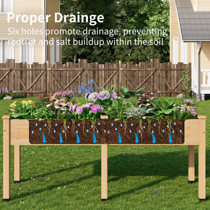 ZIENLIFE Wood Raised Garden Bed, 72x24x30in Elevated Wooden Planter Box with Legs Standing Growing Bed for Backyard, Patio, Balcony with Bed Liner, 200 Pound Capacity
