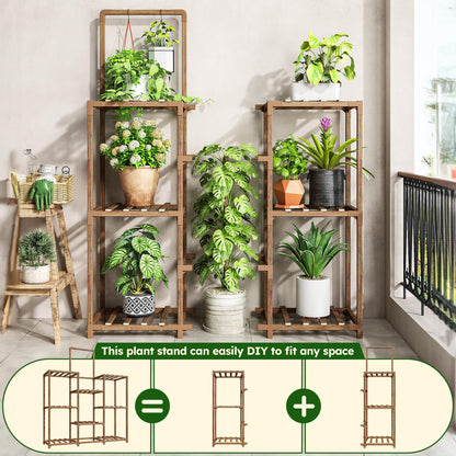 EnHomee Plant Stand, 8 Tiers Indoor Plant Stand for Multiple Plants Pot, Wood Plants Shelves for Living Room, Patio, Balcony, Yard, Garden, 34.3" W x 11.8" D x 47.2" H
