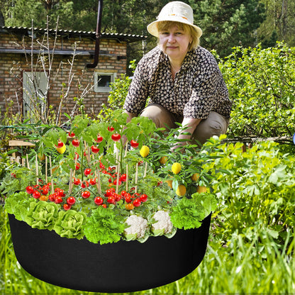 Zhehao 4 Pcs 100 Gallon Fabric Raised Planting Bed Round Garden Grow Bags Heavy Duty Breathable Fabric Raised Planter Container for Gardening Vegetables Herbs and Plants Outdoor