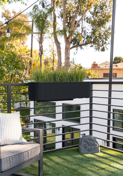 Veradek Demi Series Railing Planter - Hanging Planter Box for Windowsill/Balcony | Plastic-Stone Composite w/Railing Bracket | Modern Décor for Flowers