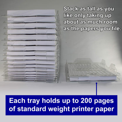 EZSTAX File Organizers - Letter Size, Stackable Trays for Desk - for Office Files, Mail, Documents - 12 Pack, Clear