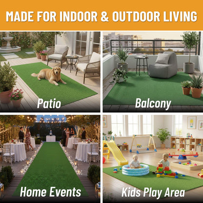 Ottomanson Artificial Grass Outdoor Rug for All-Weather Use, UV Fade Resistant Faux Turf with Drainage Holes, 7'10" x 9'10"