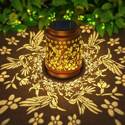 Hummingbird Solar Lantern for Garden Outdoor Decor Waterproof – Hanging Metal Light Decoration for Patio, Yard, Lawn, Pathway, Backyard – Hummingbird Birthday Gifts for Women, Mom, Grandma