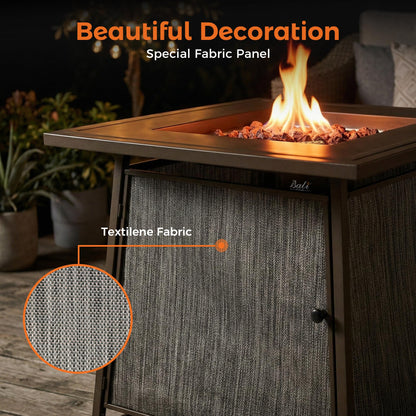 BALI OUTDOORS 50,000 BTU Propane Fire Pit Outdoor, 28 inch Propane Fire Pit Table Square, Gas Firepits for Outside Patio, Garden, Backyard