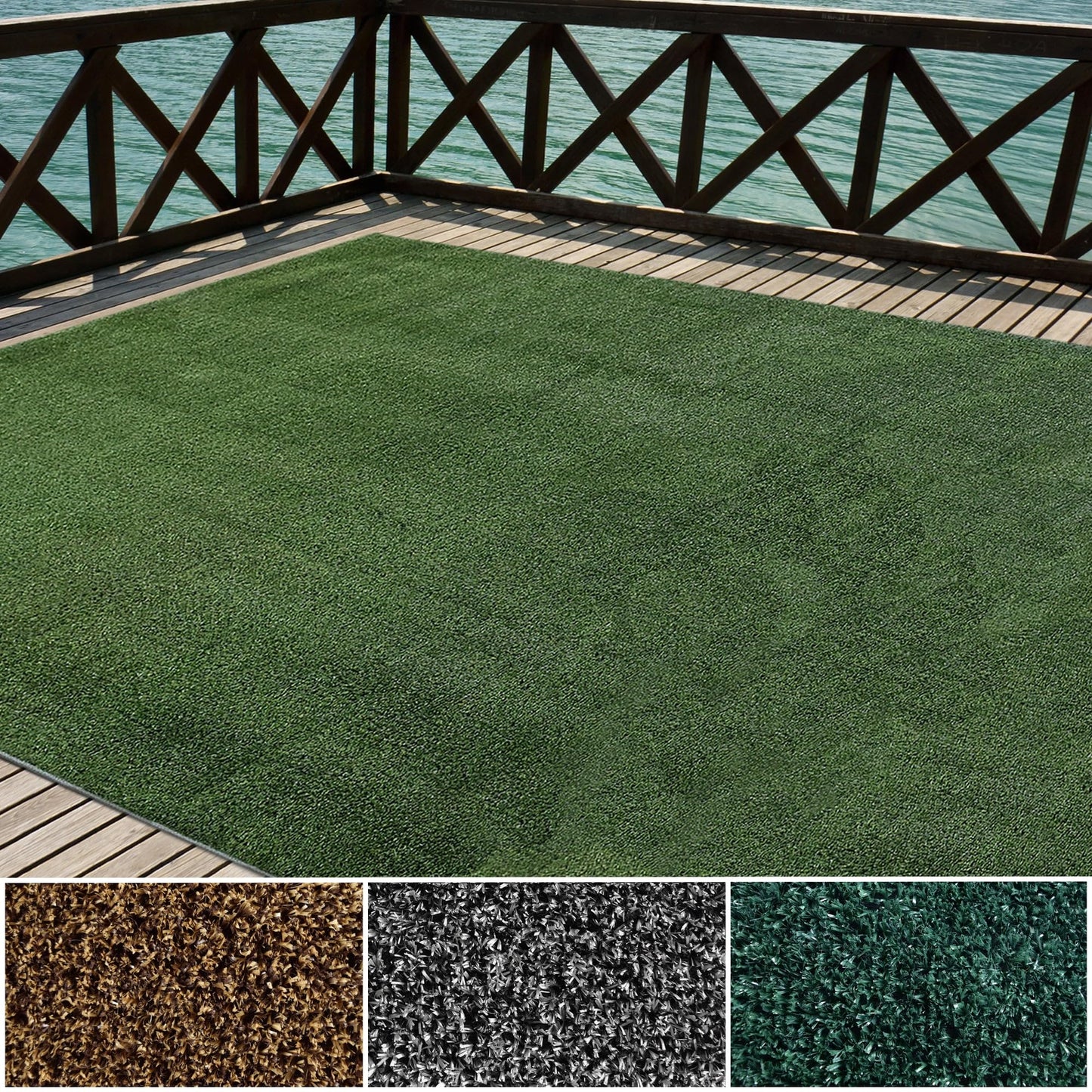iCustomRug Synthetic Grass Rug – 6 x 7ft Lawn Green Turf Carpet for Patios, Yards, Boats, Camping – Indoor/Outdoor Use