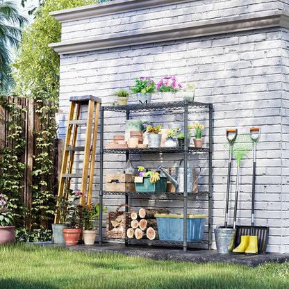 IZEUK Outdoor Metal Storage Shelving Unit, 4-Tier Heavy Duty Wire Rack Organizer with Rust-Resistant and Corrosion-Proof Coating (Grey, 17.7" D x 47.24" W x 59" H)