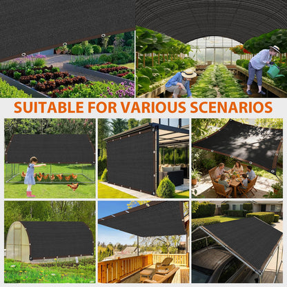 LCYFBE Garden 90% Shade Cloth, 6 x 12 FT Shade Mesh Tarp with Reinforced Grommets, Black Outdoor Sunblock Shade Cloth Cover for Plants, Greenhouse, Patio, Chicken Coop, Sun Shade Net