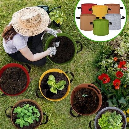 Florelf 15 Gallon Grow Gags, 6 Pack Multicolor Fabric Plant Pot Bags with Long Handles for Garden Vegetables Flowers, Make Colorful Garden