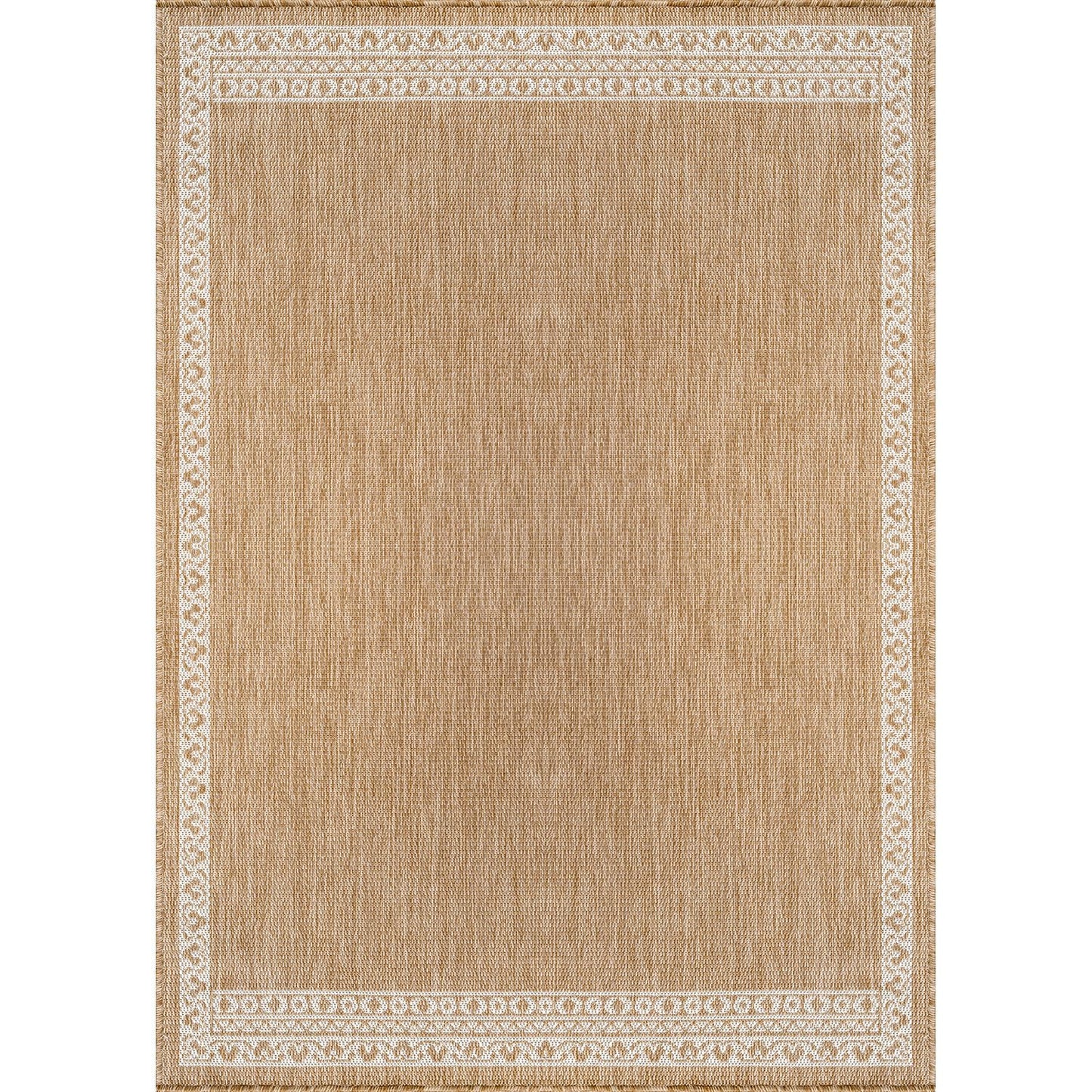 Washable Outdoor Rug 8x10 Modern Area Rugs Outdoor Carpets Bordered Pattern Non Shedding Waterproof Easy Clean Patio Deck Porch Living Room Bedroom Garden RV (8 X 10 Natural)