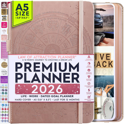 Law of Attraction Planner 2026 Deluxe with Productivity App | Weekly & Monthly Goal-Setting Planner, Life & Gratitude Journal | Include Foldable Vision Board, Gift Box & Stickers