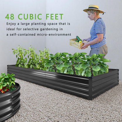 DIIYIV 2PCS 12x4x1FT Galvanized Raised Garden Bed Kit,Vegetable Boxes-Rectangle Metal Flower Box,Large Planter Raised Beds Outdoor Garden for Planting,Fruit,Herb-Black