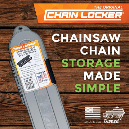 Original Chainsaw Chain Storage - Universal Portable Saw Chain Holder Case For all Chains up to 20” Inch Blades - Can Stack 2 Inches Deep, Fits a Minimum of 8 Chains, Made in USA - Gray