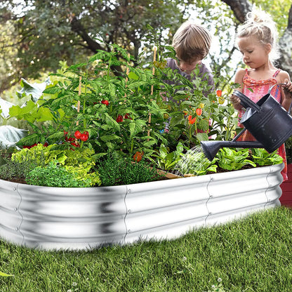 HOOPLE 2 Pack Raised Garden Bed 6x3x1FT, Galvanized Metal Raised Garden Bed Outdoor, Oval Design with Open Base for Better Drainage, Easy Gardening for Vegetables, Flowers & Herbs